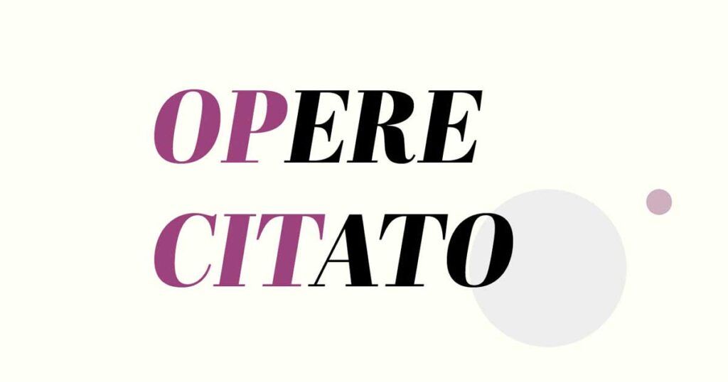 imagen decorativa para el blog donde pone opere citato con op y cit en el color morado del logo de correccionessantaella